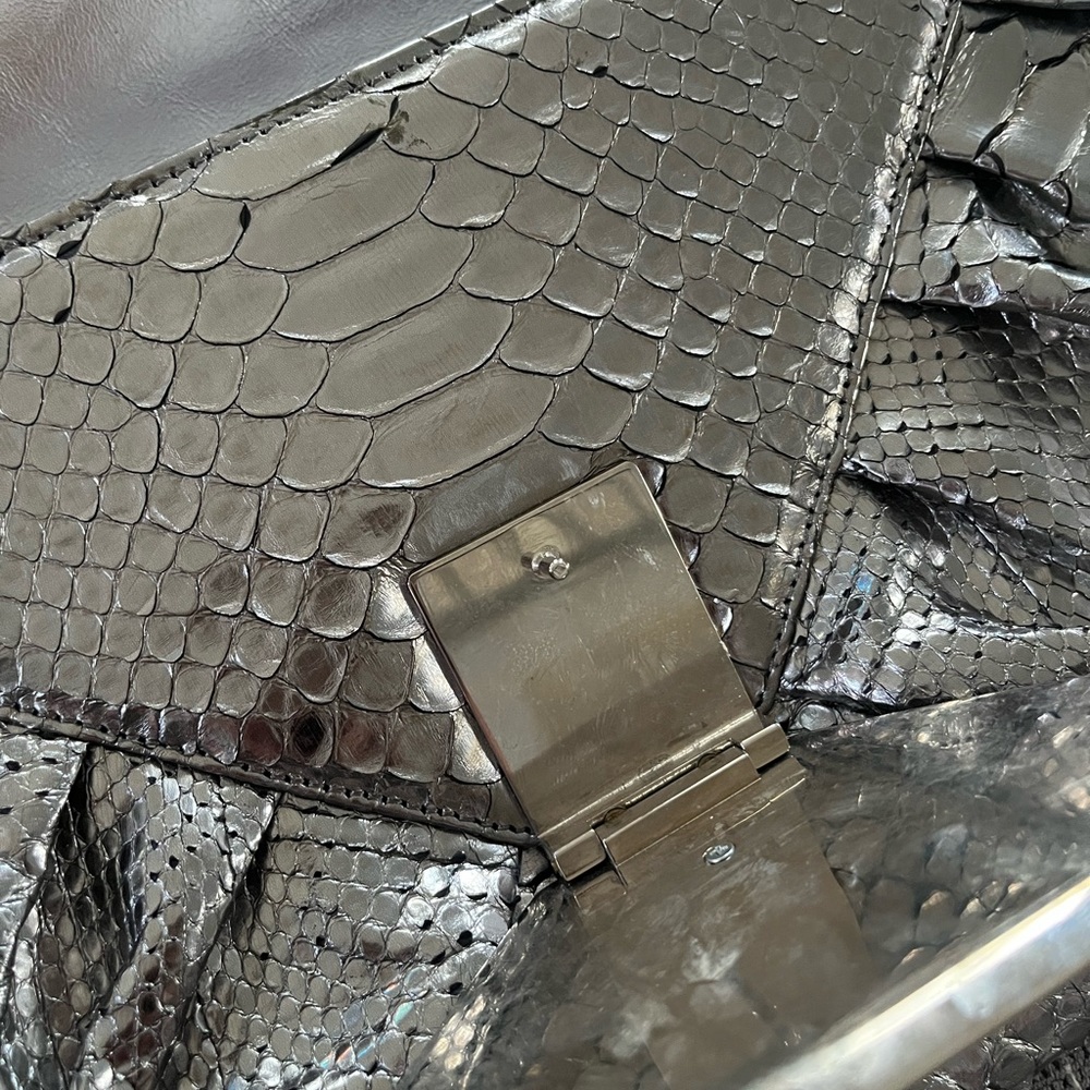 Jane August *Autographed* Silver Python Handbag V… - image 4